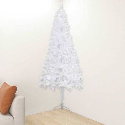 vidaXL Rohový umelý vianočný stromček biely 120 cm PVC