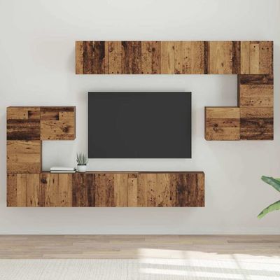vidaXL Zostava TV skriniek 10 pcs Staré drevo Kompozitné drevo