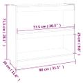vidaXL Knižnica/deliaca stena 80x30x71,5 cm masívna borovica