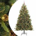 vidaXL Umelý vianočný stromček s pniškami Zelená 240 cm PVC a PE a kov