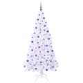 vidaXL Umelý vianočný stromček s 300 LED-i Biela 210 cm PVC a oceľ