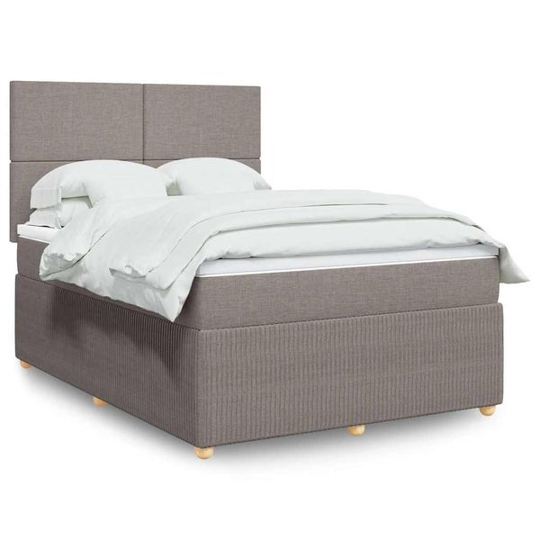 vidaXL Boxspring posteľ s matracom sivohnedý 140x190 cm látka