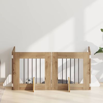 vidaXL Brána pre psov so stojanmi 4 pcs Dub artisan 60 x 60 cm