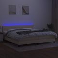 vidaXL Posteľ boxsping s matracom a LED krémová 200x200 cm látka