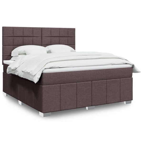 vidaXL Boxspring posteľ s matracom tmavohnedá 180x200 cm látka