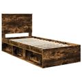vidaXL Rám postele Dymová dub 90 x 200 cm Masívne borovicové drevo