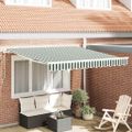 vidaXL Sklopná markíza Zelená a biela 350 x 250 cm Polyester a hliník