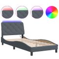 vidaXL Rám postele s LED bez matraca tmavosivý 90x200 cm zamat