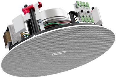 Fonestar Podhledový 100V reproduktor 15 W, 6", bezrámečkový, IP44, montážní hl 80 mm, bílý stropní reproduktor, 100 V linka, 15 W RMS, 6", IP-44, hliníková mrížka, transformátor