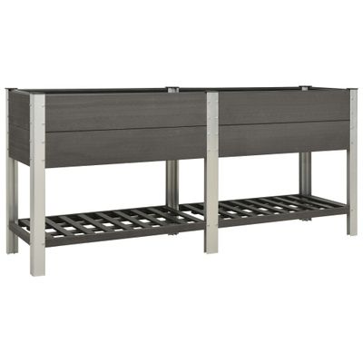 vidaXL Vyvýšený záhradný záhon s policou 200x50x90 cm WPC sivý