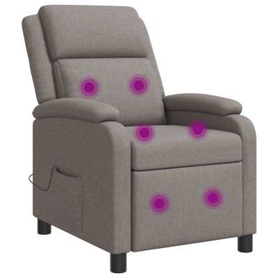 vidaXL Masážne relaxačné kreslo Sivohnedá Látka