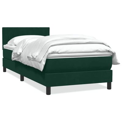 vidaXL Posteľný rám boxsping s matracom tmavozelený 100x210 cm zamat
