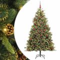 vidaXL Umelý vianočný stromček s pniškami Zelená 180 cm PVC a PE a kov