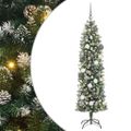 vidaXL Umelý chudý vianočný strom Zelená a biela 180 cm