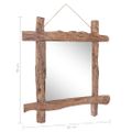 vidaXL Zrkadlo z polienok, prírodné 70x70 cm,recyklované tíkové drevo