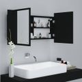 vidaXL LED kúpeľňová zrkadlová skrinka čierna 90x12x45 cm akryl