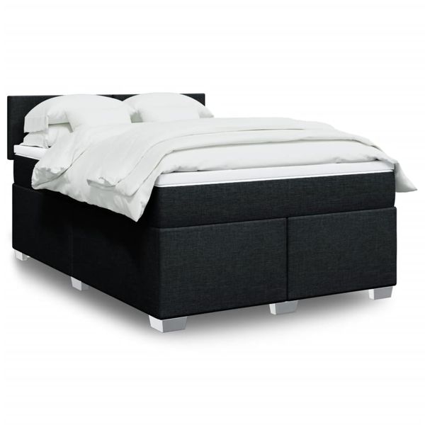 vidaXL Posteľný rám boxspring s matracom čierny 160x200 cm látka