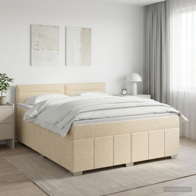 vidaXL Posteľ boxspring s matracom Krémová 140 x 200 cm Látka