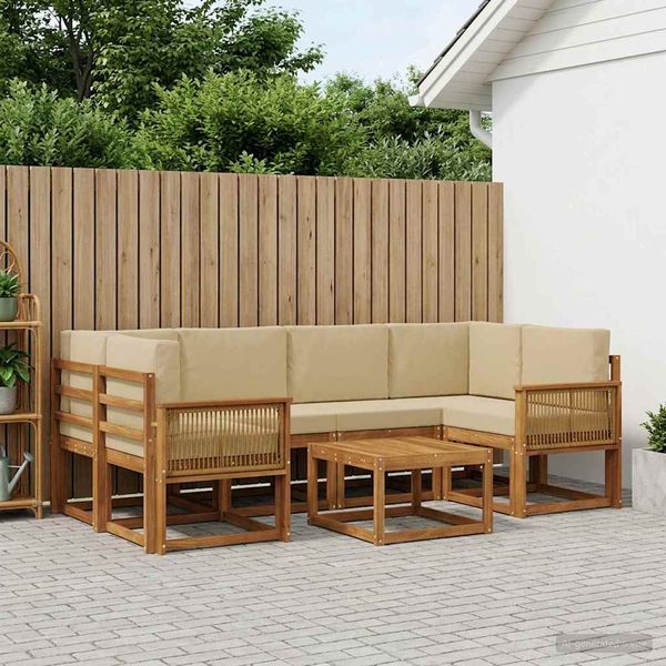vidaXL Záhradná súprava gaučov 7 pcs Prírodná a béžová Polyester
