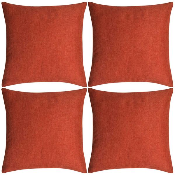 vidaXL Návliečky na vankúše, 4 ks, plátnový vzhľad, tehlové, 50x50 cm
