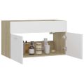vidaXL Skrinka pod umývadlo biela+sonoma 80x38,5x46cm kompozitné drevo