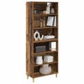 vidaXL Highboard Staré drevo 69,5 x 32,5 x 180 cm Kompozitné drevo