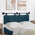 vidaXL Závesné čelo postele S LED svetlom Modrá Zamat