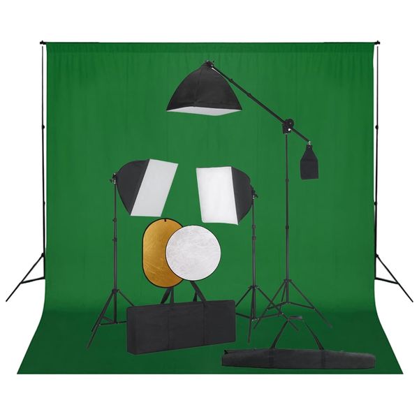 vidaXL Fotografické vybavenie so softboxami, pozadím a reflektorom