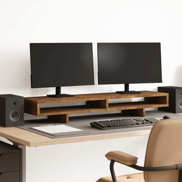 vidaXL Stojan na monitor dymový dub 100x27x15 cm kompozitné drevo