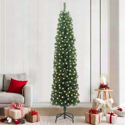 vidaXL Umelý vianočný stromček Zelená 210 cm PVC, oceľ a plast