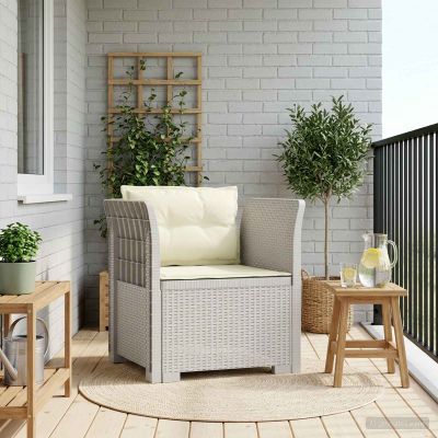 vidaXL Jednopohovka s vankúšmi vzhľad ratan PP Biela