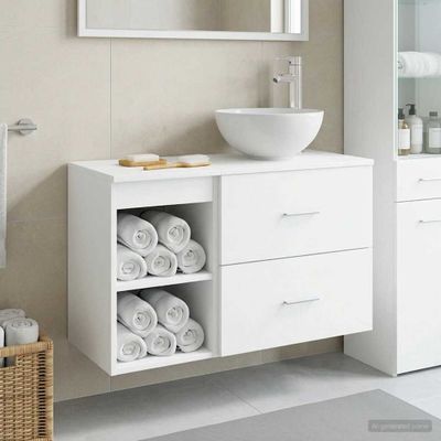vidaXL Sada kúpeľňového nábytku 2 pcs Biela Kompozitné drevo