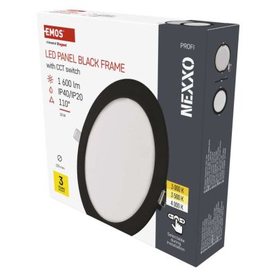 LED vstavané svietidlo NEXXO, kruhové, čierne, 18W, CCT