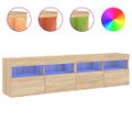 vidaXL TV nástenné skrinky s LED svetlami 2 ks dub sonoma 80x30x40 cm