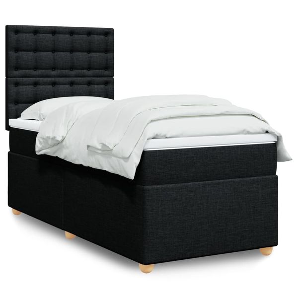 vidaXL Posteľný rám boxspring s matracom čierny 80x200 cm látka