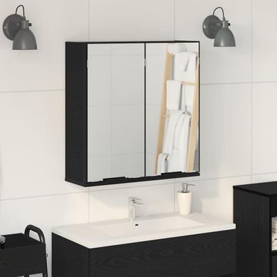 vidaXL Zrkadlová skrinka Čierny dub 64 x 20 x 67 cm Kompozitné drevo