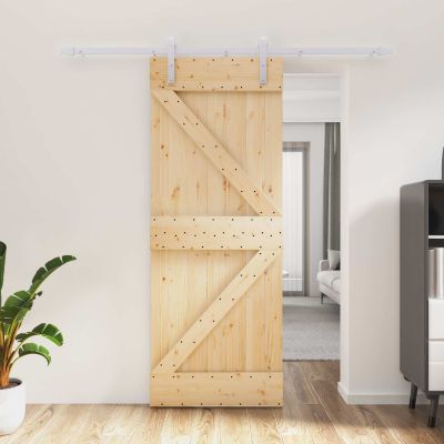 vidaXL Posuvné dvere Prírodná a biela 80 x 210 cm Borovicový masív