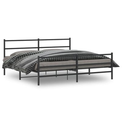 vidaXL Kovový rám postele so zadným a predným čelom čierny 183x213 cm
