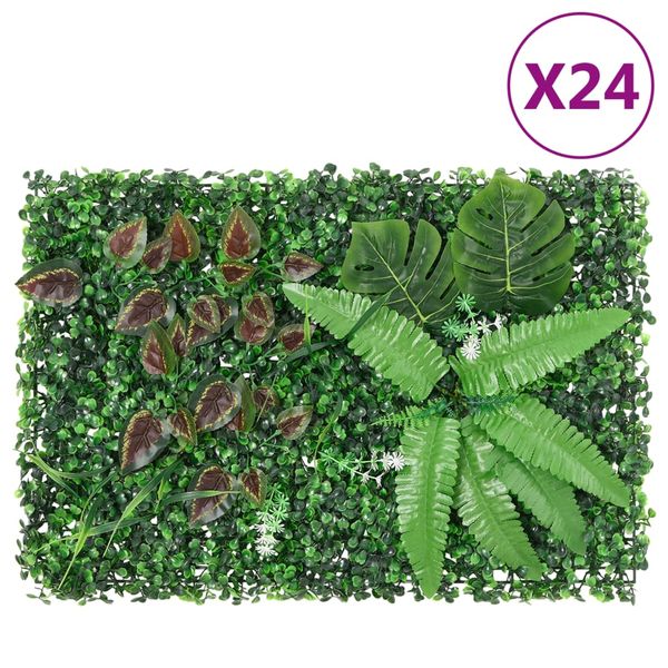 vidaXL Umelý plot z rastlín 24 ks zelený 40x60 cm