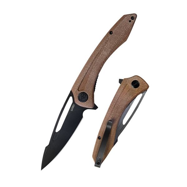 Kubey KU345E Merced vreckový nôž 8,8 cm, Blackwash, hnedá Tan, G10