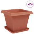 vidaXL Kvetináče 24 ks Tehlovo červená Plast