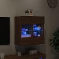 vidaXL TV nástenná skrinka s LED svetlami hnedý dub 58,5x30x60,5 cm