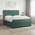 vidaXL LED boxspring posteľ s matracom Tmavozelená 140 x 200 cm Zamat