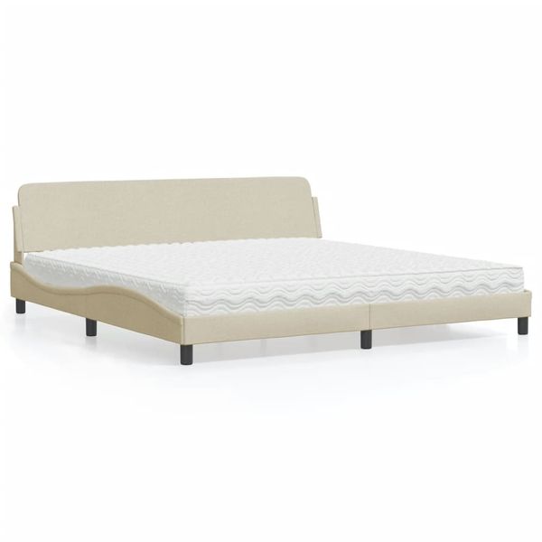 vidaXL Posteľ s matracom Dover krémová 200x200 cm látka