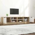 vidaXL TV stolíky 2 ks biele a sonoma 80x35x36,5cm spracované drevo