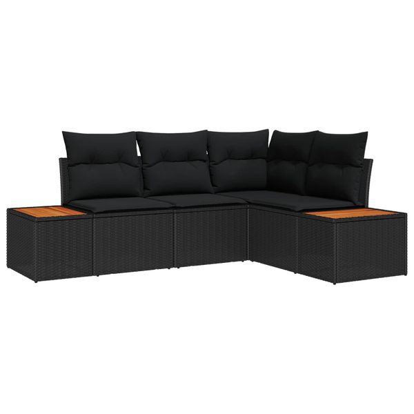 vidaXL Súprava záhradných pohoviek s vankúšom 5 pcs Čierna Poly ratan