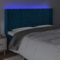 vidaXL Čelo postele s LED tmavomodré 183x16x118/128 cm zamat