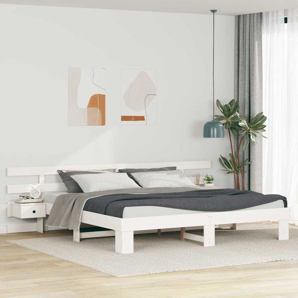 vidaXL Rám postele Biela 180 x 200 cm Masívne borovicové drevo