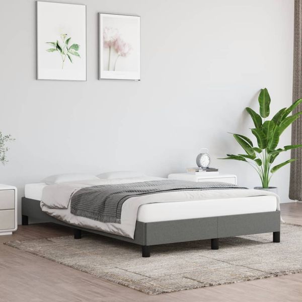 vidaXL Posteľ bez matraca tmavosivá 120x190 cm látka