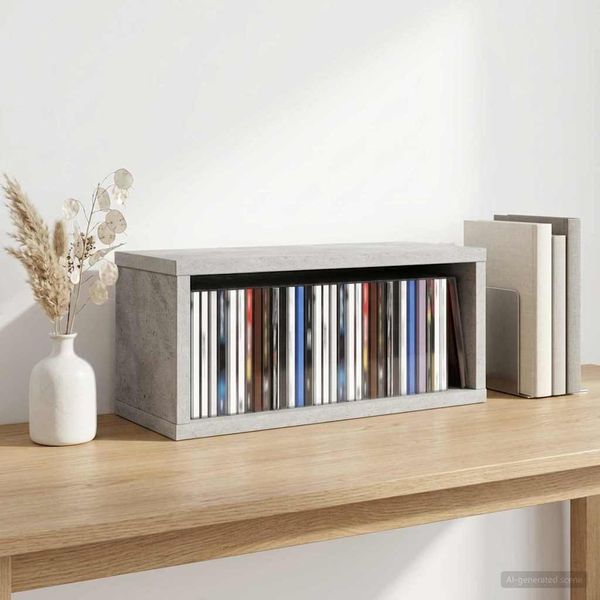 vidaXL Roh na skladovanie CD Betónovo sivá 40 x 17 x 17 cm